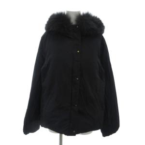 green label relaxing リバーシブル グリーンダウン ジャケット 42 長袖 フォックスファー 黒 ブラック 3525-105-0779
