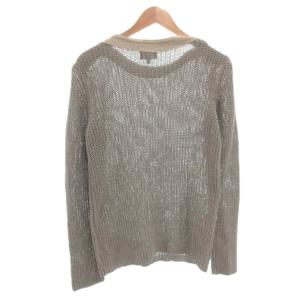 EMPORIO ARMANI ニット セーター ケーブル スエード切替 長袖 48 グレー /FF GY05