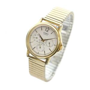 CASIO MTP-1174 腕時計 ウォッチ クォーツ クロノグラフ 白文字盤 ゴールド色 GY18 /MQ