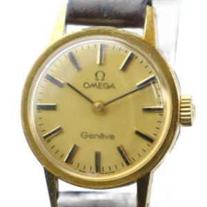 ジャンク品 GENEVE 腕時計 ウォッチ 手巻き レザーベルト ロゴ ゴールド色 GY18 /MQ