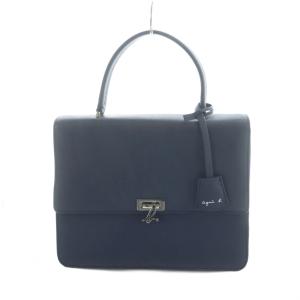 HS31 ハンドバッグ ロゴ レザー シルバー金具 紺 ネイビー GY18 /MQ