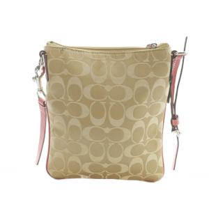 COACH ショルダーバッグ 斜めがけ シグネチャー ロゴ キャンバス レザー ベージュ ピンク GY18 /MQ