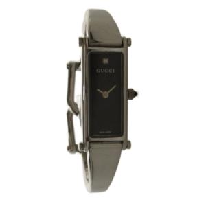 GUCCI 1500L 腕時計 ウォッチ クォーツ 黒文字盤 スクエア シルバー色 GY18 /MQ OH