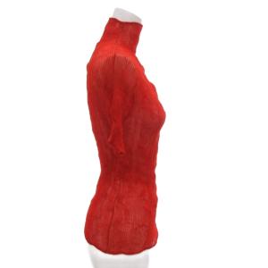 ISSEY MIYAKE プリーツカットソー Tシャツ ハイネック 半袖 2 赤 レッド GY18 /TZ