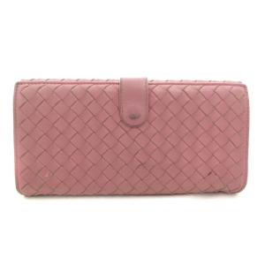 イントレチャート 長財布 ウォレット 二つ折り 小銭入れあり Wホック レザー ピンク /GV GY18