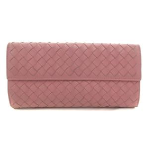 BOTTEGA VENETA イントレチャート 長財布 ウォレット 二つ折り 小銭入れあり Wホック レザー ピンク /GV GY18