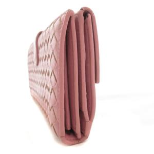 BOTTEGA VENETA イントレチャート 長財布 ウォレット 二つ折り 小銭入れあり Wホック レザー ピンク /GV GY18