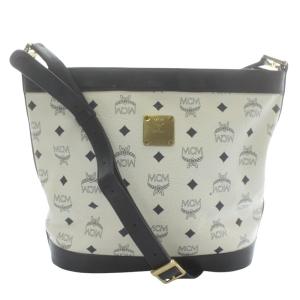 ショルダーバッグ レザー ヴィセトス柄 総柄 ロゴ ゴールド金具 白 ホワイト 黒 ブラック /XZ