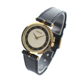 GUCCI 腕時計 ウォッチ クォーツ ローマン レザーベルト ゴールド色 GY11 /MQ OH
