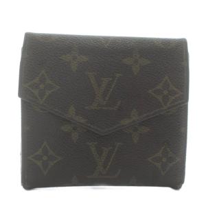 LOUIS VUITTON ポルトモネ ビエ カルトクレディ 財布 三つ折り PVC レザー モノグラム Wホック 総柄 茶色 ブラウン