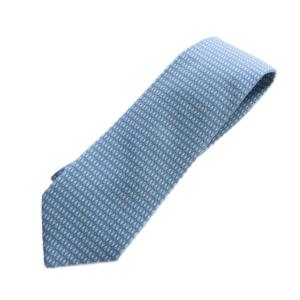 ネクタイ レギュラータイ 絹 シルク ロゴ 総柄 青 ブルー GY17 /MQ OH