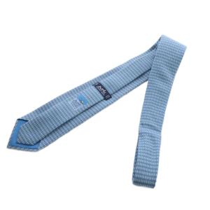 HERMES ネクタイ レギュラータイ 絹 シルク ロゴ 総柄 青 ブルー GY17 /MQ OH