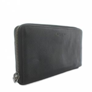 COACH 長財布 牛革 レザー ラウンドファスナー ロゴ 黒 ブラック F58102 /XZ GY17