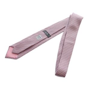 HERMES ネクタイ レギュラータイ 絹 シルク ロゴ 総柄 ピンク GY17 /MQ OH