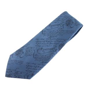 ネクタイ シルク カリグラフィー ブルー