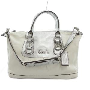 F15445 アシュレイ レザー サッチェル ハンドバッグ ワンショルダー 2WAY 肩掛け ロゴ レザー