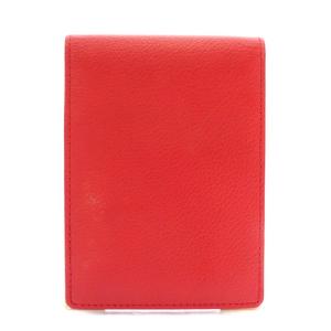 YVES SAINT LAURENT 定期入れ パスケース カードケース 二つ折り レザー ロゴ 赤 レッド /XZ GY11