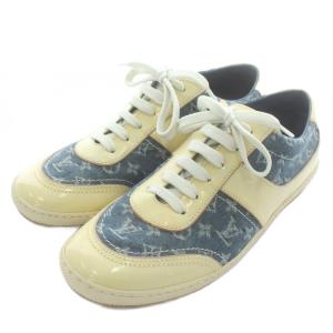 LOUIS VUITTON スニーカー モノグラムデニム 37.5 イエロー インディゴ