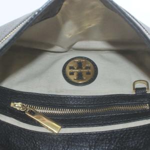 TORY BURCH ショルダーバッグ レザー チェーン フラップ ロゴ ゴールド金具 黒 ブラック /XZ GY18