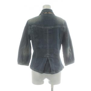 BURBERRY LONDON デニムジャケット Gジャン ジージャン アウター 七分袖 背抜き 裏地ノバチェック 42 青 ブルー /XZ