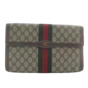 オールドグッチ セカンドバッグ GG柄 シェリーライン ベージュ