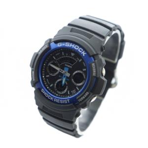 CASIO G-SHOCK AW-591-2AJF 腕時計 ウォッチ クォーツ 黒文字盤 カレンダー付き ロゴ 黒 ブラック GY18