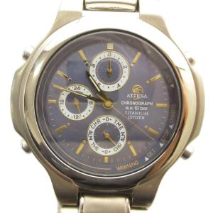 ジャンク品 ATTESA アテッサ 0855-H10597 腕時計 ウォッチ クォーツ ロゴ シルバー色