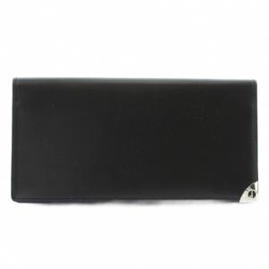 長財布 お札入れ 二つ折り レザー ロゴ シルバー金具 黒 ブラック /XZ GY11