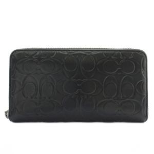 アコーディオン ウォレット シグネチャー レザー 長財布 型押し 総柄 黒 ブラック CE551 /XZ