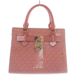 ハンドバッグ ショルダー 2WAY PVC レザー MKシグネチャー 総柄 ロゴ ゴールド金具 ピンク