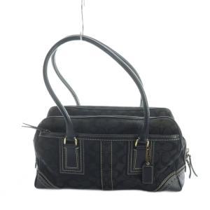 10533 トートバッグ ハンド キャンバス レザー シグネチャー 黒 ブラック GY11 /MQ