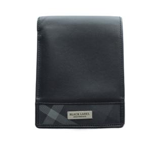 二つ折り財布 ウォレット 札入れ ロゴ チェック柄 レザー 黒 ブラック GY11 /MQ