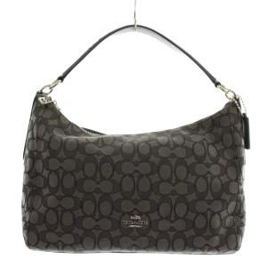 トートバッグ ショルダー 2WAY キャンバス レザー シグネチャー ロゴ シルバー金具 黒 ブラック