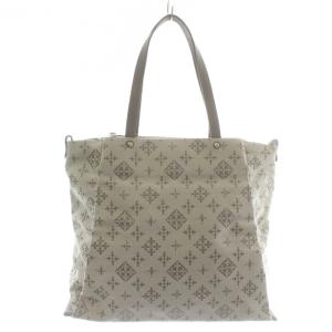 三層トートバッグ キャンバス レザー モノグラム 総柄 ロゴ ベージュ /XZ GY18