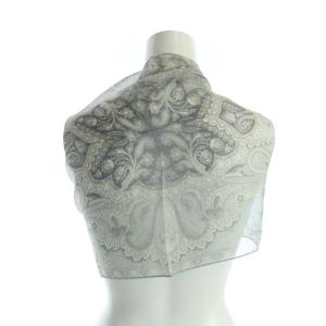 ETRO 大判ストール スカーフ ロゴ 総柄 絹 シルク グレー GY18 /MQ