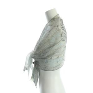 ETRO 大判ストール スカーフ ロゴ 総柄 絹 シルク グレー GY18 /MQ
