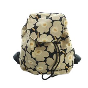 リュックサック デイバッグ バックパック キャンバス 花柄 ロゴ ベージュ 黒 ブラック GY18 /MQ