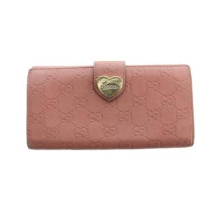 シマ レザー 長財布 ウォレット GG ゴールド金具 ハート ピンク GY11 /MQ OH