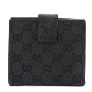 GUCCI 財布 二つ折り GGキャンバス レザー ブラック 112664・0416