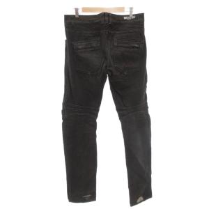 BALMAIN バイカーデニム パンツ ダメージ加工 32 ブラック T500-B316