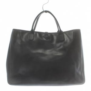 Longchamp トートバッグ ハンド レザー ロゴ 黒 ブラック /XZ GY18