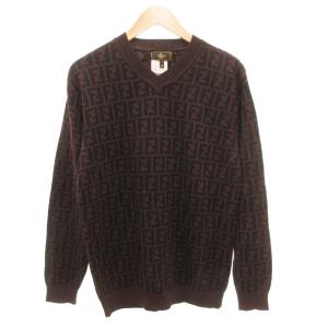ズッカ柄 ニット プルオーバー 46 ブラウン