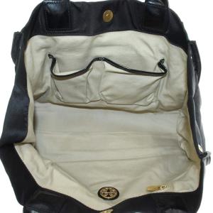 TORY BURCH トートバッグ ハンド ナイロン エナメル ロゴ 黒 ブラック /XZ GY18