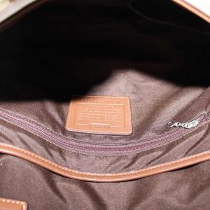COACH ハンドバッグ ワンショルダー キャンバス レザー シグネチャー 総柄 ロゴ 茶色 ブラウン F13739