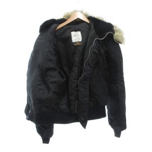 ALPHA INDUSTRIES USA製 フライトジャケット 中綿 L フード ジップアップ ラグランスリーブ 黒 ブラック MIL-J6278F