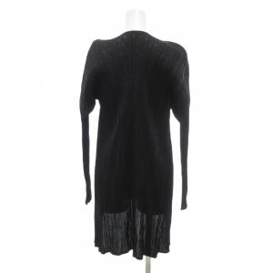 PLEATS PLEASE ISSEY MIYAKE イッセイミヤケ プリーツ ロングカーディガン ドット柄 水玉模様 F 黒 ブラック PP54-JO807