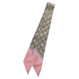 スカーフ ネックボウ 絹 シルク GG柄 蜂 ビー 総柄 茶色 ブラウン ピンク /XZ OH GY18