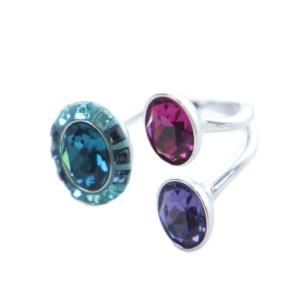 指輪 リング アクセサリー クリスタル ロゴ 52 7号 シルバー色 マルチカラー GY18 /MQ