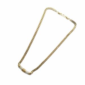 Christian Dior ネックレス アクセサリー ロゴ ラインストーン ゴールド色 GY18 /MQ OH
