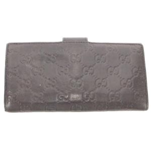 GUCCI 二つ折り 長財布 レザー 本革 黒 ブラック GGロゴ 型押し 総柄 212096・478442 /JS